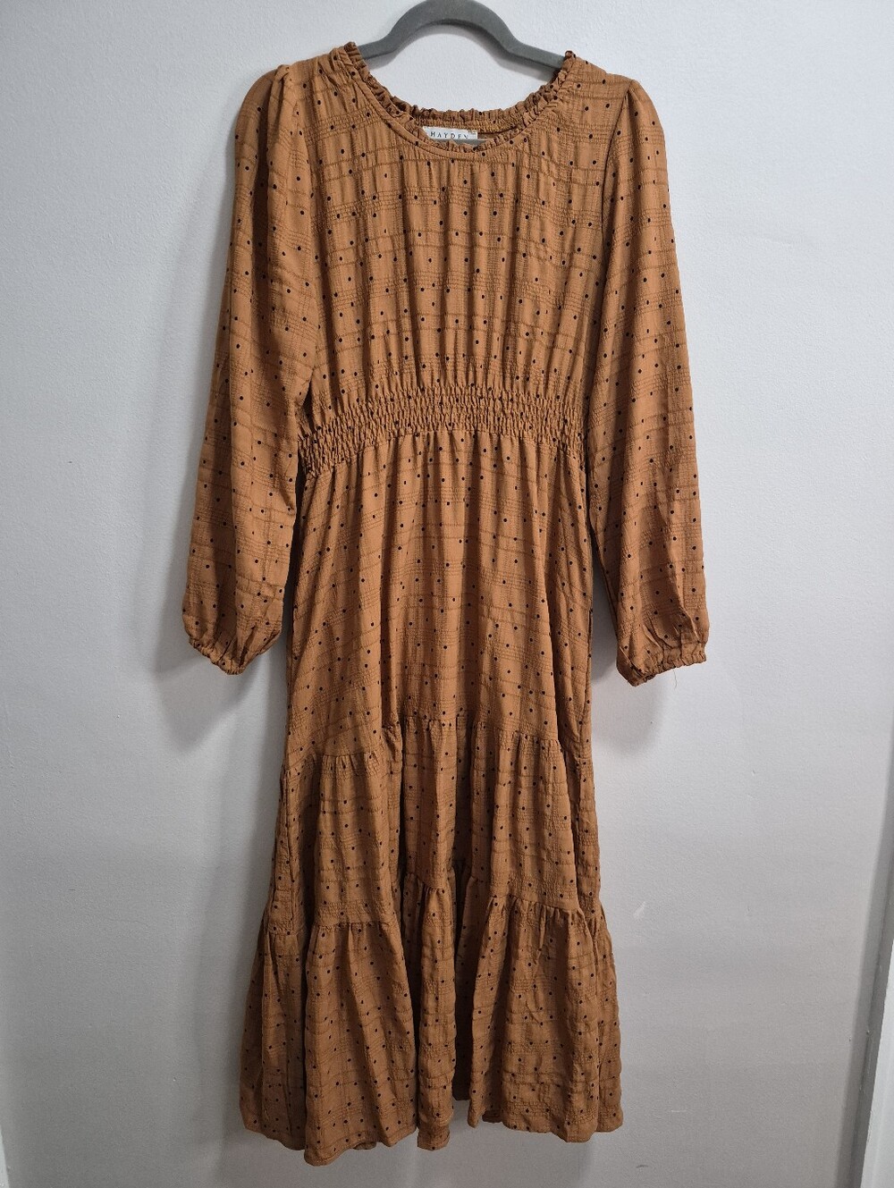 Hayden Los Angeles Polka Dot Tiered Midi Dress Size Large